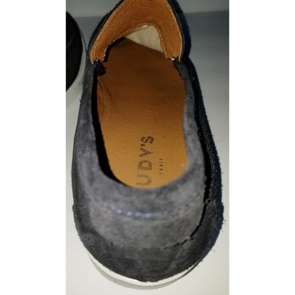RUDY'S Paris Mommy Navy Nubuck Calfskin Leather Moccasins Sz 43 10 Blue Loafers - Picture 8 of 12